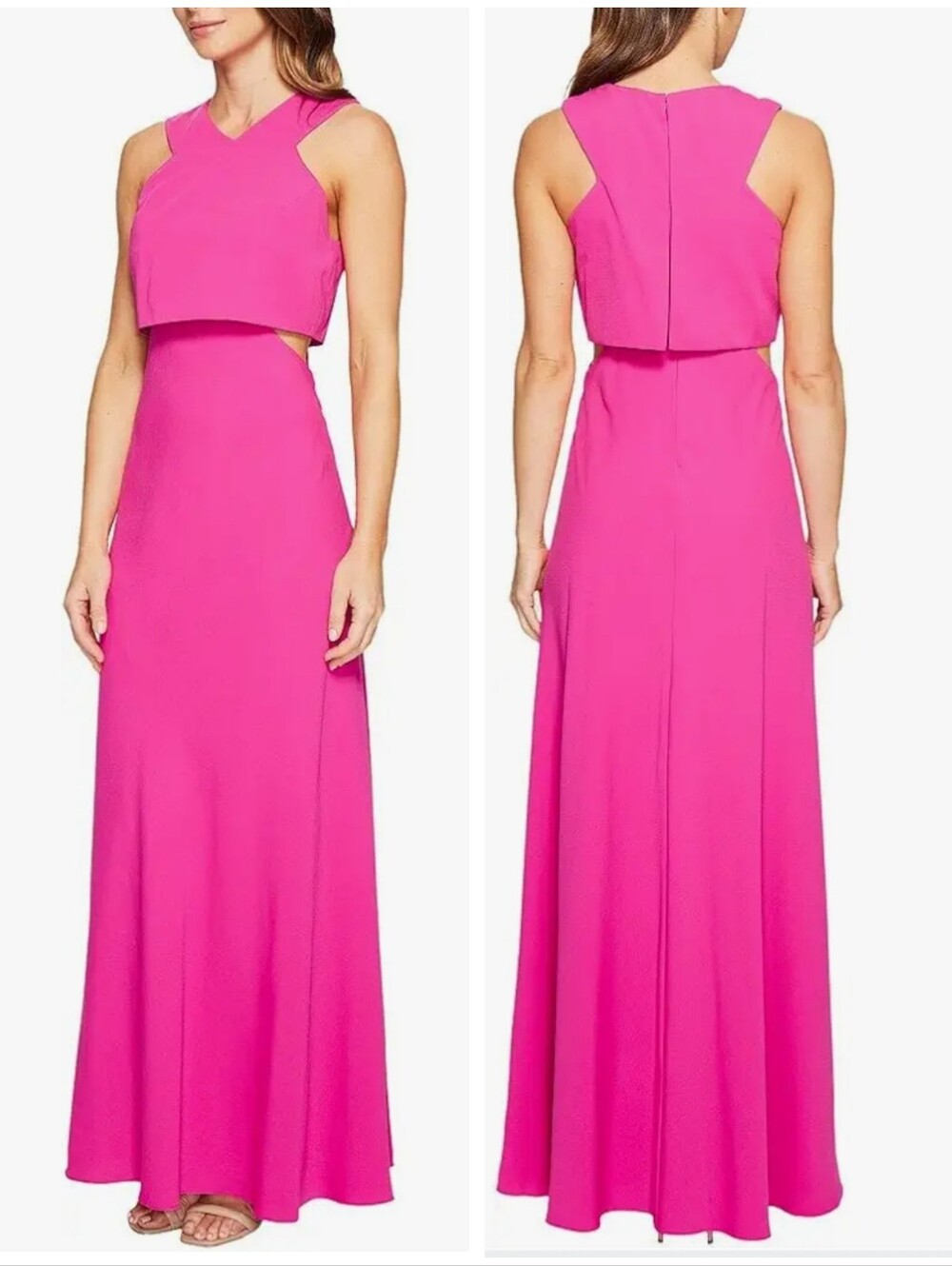 NEW Jill Stuart Sleeveless Fuchsia Cutout Maxi Dress Hit Pink Prom Wedding Sz 8